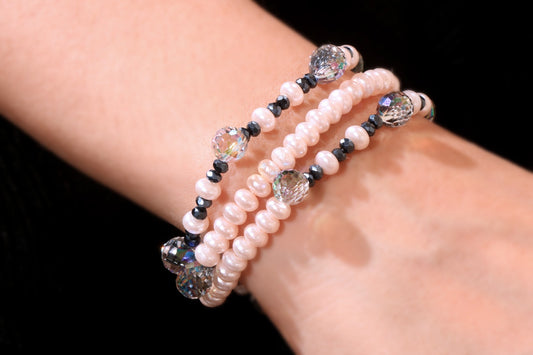 Crystal drop pearl wrap 2 in 1 bracelet & necklace