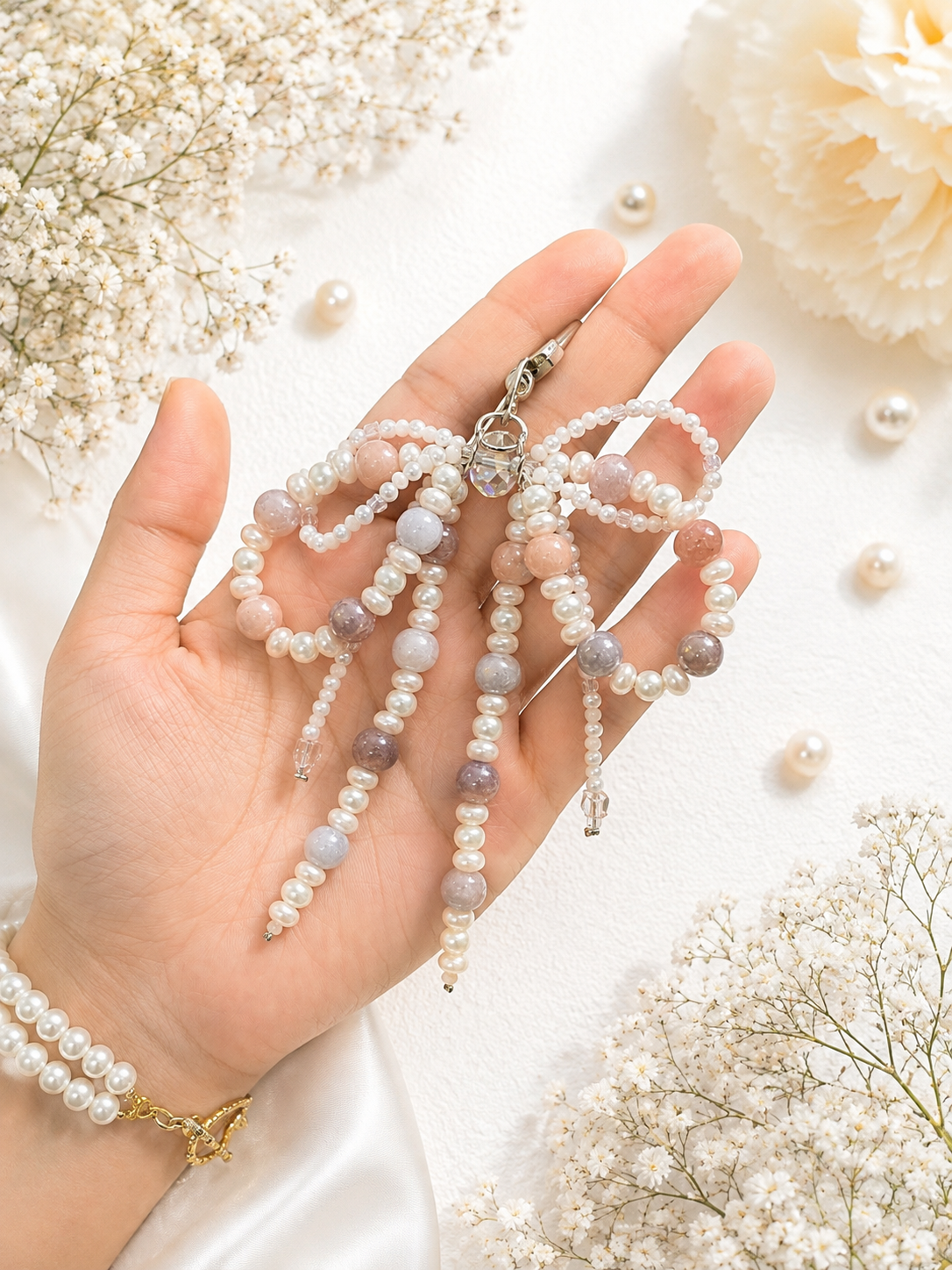 Pearl Rosy Bag Charm