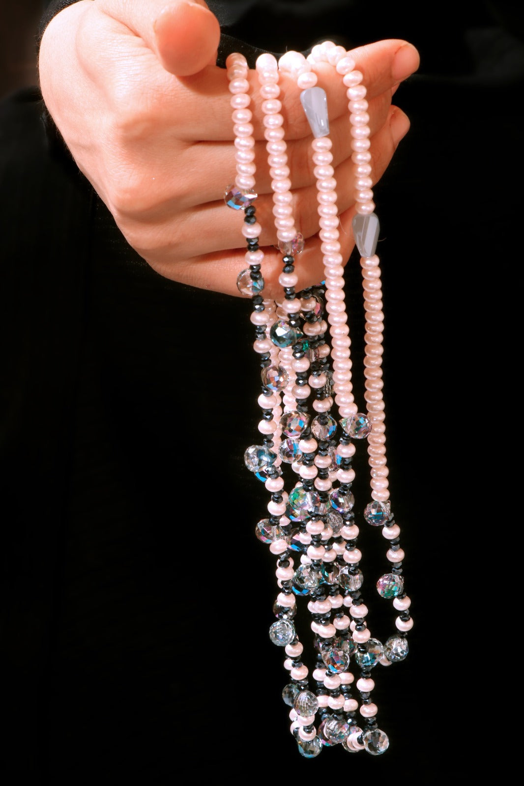 Crystal drop pearl wrap 2 in 1 bracelet & necklace